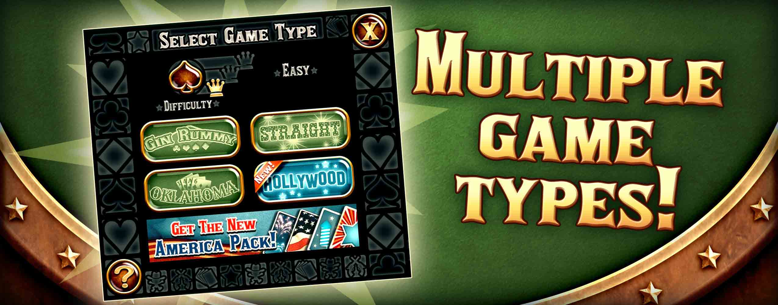 Play multiple game modes of Gin Rummy